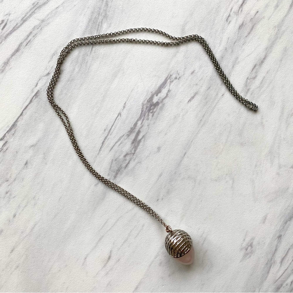 Bimba y Lola || pink quartz long necklace